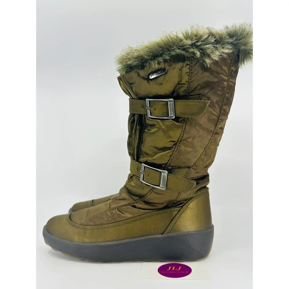 Pajar Women's Women's Sled Hi Brown Fur Lined Winter Snow Boots Size 38 EU/ 7 US